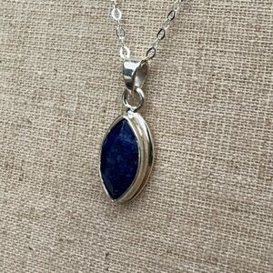.925 Silver and Blue Lapis Lazuli 18” Pendant Necklace